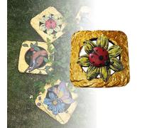 Stepping Stone， Stepping Garden Stones with Bird Beetles Butterfly Pattern, Dimensional Hollow Pathways Landscaping Decor(Beetles)
