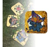 Stepping Stone， Stepping Garden Stones with Bird Beetles Butterfly Pattern, Dimensional Hollow Pathways Landscaping Decor(Butterfly)
