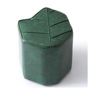 stepping stool Leaf Stool Solid Wood Frame Foam-filled Seat Cushion Multi-Function Padded Ottoman Waterproof Oil-Proof Living Room Stool small(Dark Green)