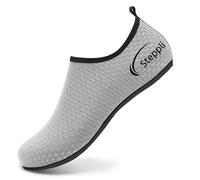 Steppli Water Shoes Yoga Quick-Dry Lightweight Swim Pool Weitsuit Breathable Aqua Wet Socks for Men Women Grey EU36/37=UK3/4