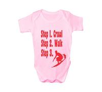 Steps To A Surfer/Surfing ~Funny Babygrow~Babies Gift Boy/Girl Vest Babies 0-3 pink