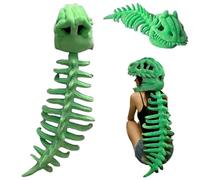 stepsin 3D Dinosaur Skeleton Costume Spinosaurus Skull Mask Headpiece Dino Plush Bones Jumpsuit with Hood Halloween Props