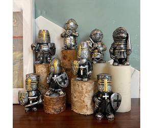 Stepsin Knight Garden Gnomes Guard Statue - Medieval Templar Crusader Knight Armor Sculpture for Home Decor