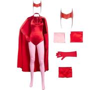 stepsin Scarlet Witch Costume Women Wanda Maximoff Outfits Halloween Wanda Cosplay Costume Scarlet Witch Headpiece Jumpsuit Cloak Full Set
