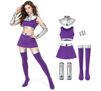 stepsin Starfire Costume Princess Koriand'r Costume Halloween Cosplay Costumes for Women Anime Outfit Set, Purple, Small
