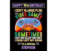 Stepson 18th Birthday Card (Gamer, Design 1) - From Mum Dad Greeting Blank Inside Envelope Included Gift Idea UK