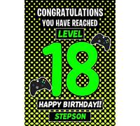 Stepson 18th Birthday Card (Level Up Gamer)