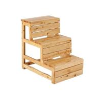 Stepstools 3-story Wooden Staircase Stool Thickened Ladder Chair Portable Climbing Bench Suitable for Bathroom Study Bedroom Kitchen Step Stool(Wood)