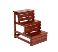 Stepstools 3-story Wooden Staircase Stool Thickened Ladder Chair Portable Climbing Bench Suitable for Bathroom Study Bedroom Kitchen Step Stool(Chestnut)
