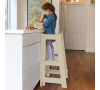 Stepup Baby Montessori Toddler Tower Kitchen Wooden Helper Step Stool with Adjustable Toddler Steps & Safety Rail in Natural Stepup Baby Natural