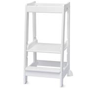 Stepup Baby Premium Adjustable Toddler Kitchen Tower - Montessori Learning Tower with 3 Height Levels, Safety Rails, Non-Slip Platform - Ages 18M-5Y, White