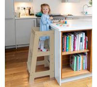 Stepup Baby Toddler Tower With Adjustable Step, Montessori-Inspired Standing Tower, Fits Under Kitchen Counters - Varnished