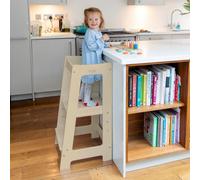 Stepup Baby Toddler Tower With Adjustable Step, Montessori-Inspired Standing Tower, Fits Under Kitchen Counters - Natural Wood
