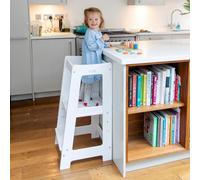 Stepup Baby Toddler Tower With Adjustable Step, Montessori-Inspired Standing Tower, Fits Under Kitchen Counters - White