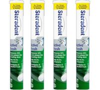Steradent Active Fresh Denture Cleaning Tablets 120 - Pack of 4 - Removes Stains & Plaque | Kills Bacteria | for Dentures, Retainers & Mouth Guards | Stain Removal & Sterilising