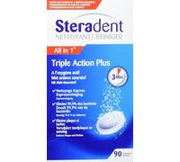 Steradent Active Fresh Tablets for Denture Cleaning, 60+30 Triple Action Formula Tablets.