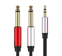 Stereo 3.5mm to Two Mono 6.35mm Cable, Shielded Audio Splitter, 1.5m Reinforced Anti-Interference Connector for Keyboard Players, Audio Engineers, Podcast Creators, Studio Recording, Sound Production