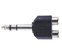 Stereo 6.35mm Plug to 2x Phono Socket, Black