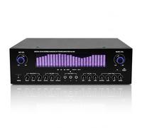 Stereo Amplifier 1600W Power, Bluetooth 5.0, LED Display, Mic Inputs, 15 Sound Styles, USB & SD Card Compatible for Home Theater Speakers