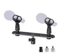 Stereo Array Spacing Microphone Holder with Ball and Socket Head Microphone Adapter,with Angle Adjustment [All Metal],Universal Mic Stand Adapter for Audio Studio Mic Setups with 5/8" & 3/8'' Adapters