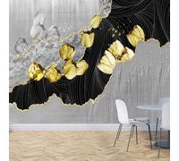 Stereo Art Relief Golden Tulip Line 3D Wallpaper Luxury Silk Study Dining Feature Sofa Grey Bedroom Living Room Tv Decorative Wall-400cm×280cm