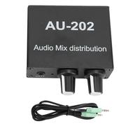 Stereo Audio Mixer 2 in 2 Out Volume Adjustment Audio Mixer with 3.5mm Sound Cable and Independent Volume Control for DC 5-24V PC Laptop Headphone