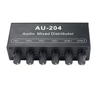 Stereo Audio Mixer (2 Inputs 4 Outputs) Press Four Headphones or External Power Amplifiers Control Volume