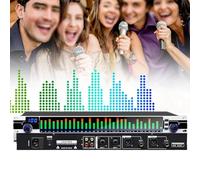 Stereo Audio Mixer Dual, 31 Band Equalizer, Graphic Equalizer Effect Controller Dj Digital Mixer Processor Dsp Feedback Eliminator with Individual Led Indicators, for Recording Studio