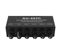 Stereo Audio Mixer, Stereo Dual Channel Audio Splitter 4 in 2 Out Mixer Ground Noise Isolation Amplifier Dual Channel Jack Splitter, Headphone Amps
