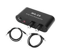 Stereo Audio Preamp, Compact Dual Op Amp Mic and Headphone Amplifier with 3.5mm Condenser Input 6.5mm Dynamic Mic Port and 3 Outputs for Home Studio ABS Aluminum 1Pc