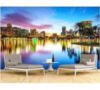 Stereo Beautiful City Architecture River Modern 3D Wallpaper Premium Textured Silk Neutral Tones Material Ideal for Living Room Bedroom-430cm×300cm