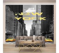 Stereo Black and White City Building Car 3D Wallpaper Textured Silk Easy Install Living Room Sofa Bedroom Dining Room Home Decoration Wall-430cm×300cm