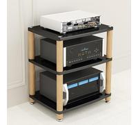 Stereo Cabinet Audio Rack 2/3/4 Tier AV Media Tower Stand Video Game Console Shelf Corner Entertainment Center Wooden Audio-video Shelving Hifi Dvd Holder Record Player Stands for Living Roo
