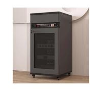 Stereo Cabinet Modern Audio-Video Media Storage Cabinet with Solid Wood Drawer & U-Bar Record Player Console Amplifier Equipment Cabinet(Grey,108cm)