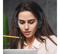 Stereo Call Headset, Noise Cancelling Microphone, Over Ear Headphones with Comfortable Cushions, Wired Communication Headset, Office Audio Device with Clear Sound, Work From Home Gear for Zoom Skype