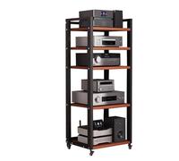 Stereo Component Stand Cabinet, 5 Tier Audio Video Rack, Media Unit with Turntable Shelf and Record Storage, Modern Entertainment Center