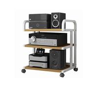 Stereo Component Stand with Wheels - 3-Tier AV Media Rack for Record Player DVD CD & Game Console - White Home Entertainment Storage Solution