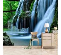 Stereo Fresh Waterfall River Green Tree 3D Wallpaper Easy Install Feature Office Living Room Sofa Bedroom TV Background Wall Decoration-150cm×105cm