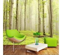 Stereo Green Forest Tree Meadow Modern 3D Wallpaper Premium Textured Silk Neutral Tones Material Ideal for Living Room Bedroom-300cm×210cm
