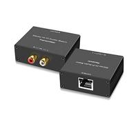 Stereo Hi-Fi Audio Balun, Analog Audio Extender, Stereo RCA to Stereo RCA Audio Over Cat5e/Cat 6 Extender