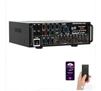Stereo Hi-Fi Power Amplifier 2000W with Bluetooth 5.0, FM Radio, USB/SD, 5-Band EQ Mixer, 4 Mic Inputs & Remote Control, AV Karaoke Amplifier for Home Entertainment, Party, TV, Laptop & Speakers