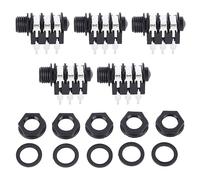 Stereo Jack Socket 6.35mm 6P Durable Plastic Guitar Audio Connector for Electric Guitar Replacement and Upgrade 5Pcs Set with Nuts and Washers (Reverse)