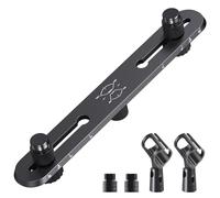 Stereo Mic Bar for XY/ORTF Recording, Adjustable Double Mic Stereo Array Spacing Microphone Mount with Ruled Markings & Adapters, Universal 3/8", 5/8" & 1/4" Thread Compatible for Studio/Podcast