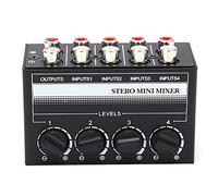 Stereo Mini Mixer, Metal Shell Audio Signal Mixer Controller Audio Effect Equipment 4 Channel Hub