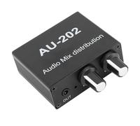 Stereo Mixer, 2 in 2 Out Small Sound Mixer With 3.5mm Interface, Low Noise, Compatible With DVD CD Sound Cards Headphone Speakers Subwoofer