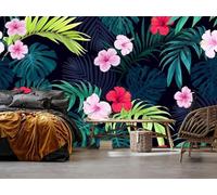 Stereo Plant Green Leaf Multicolour Flower Modern 3D Wallpaper Premium Textured Silk Neutral Tones Material Ideal for Living Room Bedroom-300cm×210cm