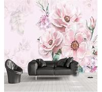 Stereo Plant Leaf Pink Flower Modern 3D Wallpaper Premium Textured Silk Neutral Tones Material Ideal for Living Room Bedroom-350cm×256cm