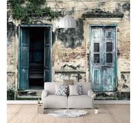 Stereo Retro Architecture Wooden Door Plant Art 3D Wallpaper Easy Install Feature Office Living Room Sofa Bedroom TV Background Wall Decoration-150cm×105cm