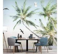 Stereo Simple Coconut Bird Art Modern 3D Wallpaper Premium Textured Silk Neutral Tones Material Ideal for Living Room Bedroom-300cm×210cm
