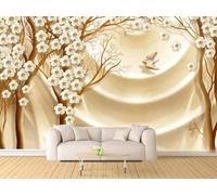 Stereo Simple Golden Branch Flower Bird 3D Wallpaper Luxury Home Dining Decor Paste Sofa Living Room The Wall for Bedroom Mural-430cm×300cm